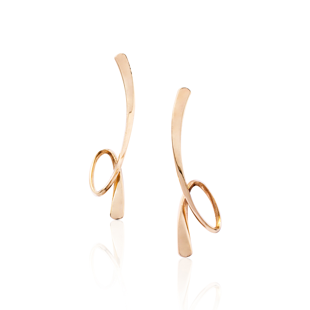 Stud gold long earrings