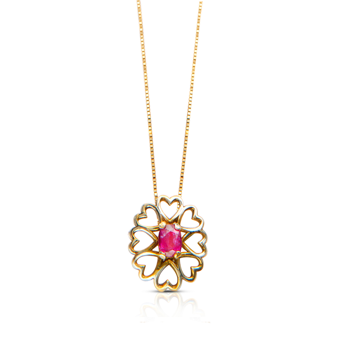 Heart gold necklace with ruby