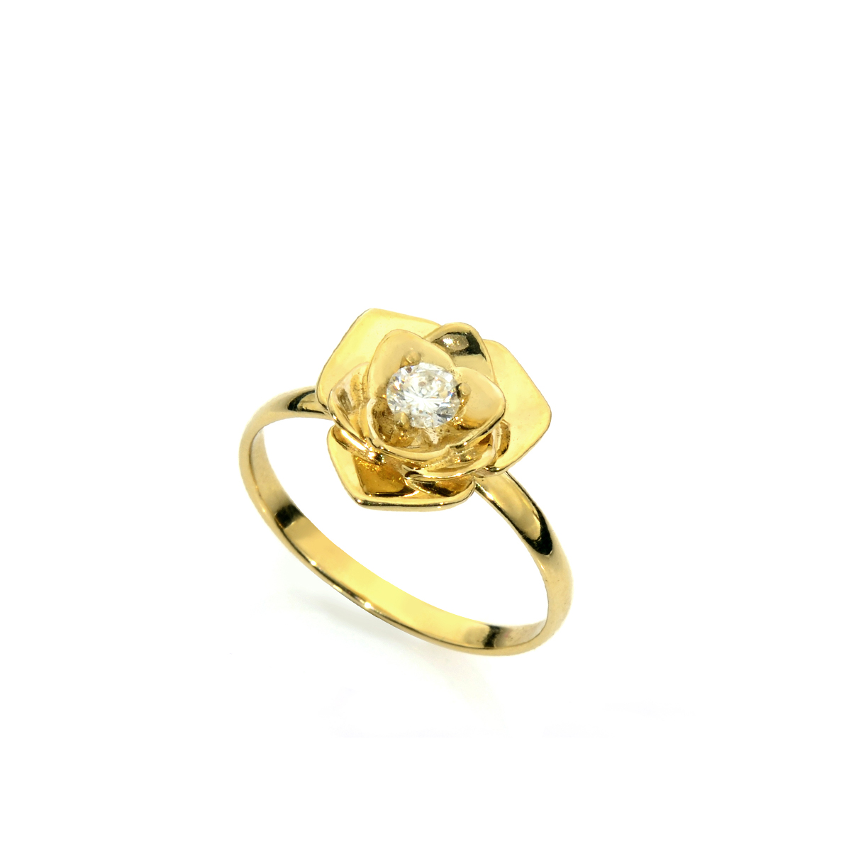 Gold rose diamond ring