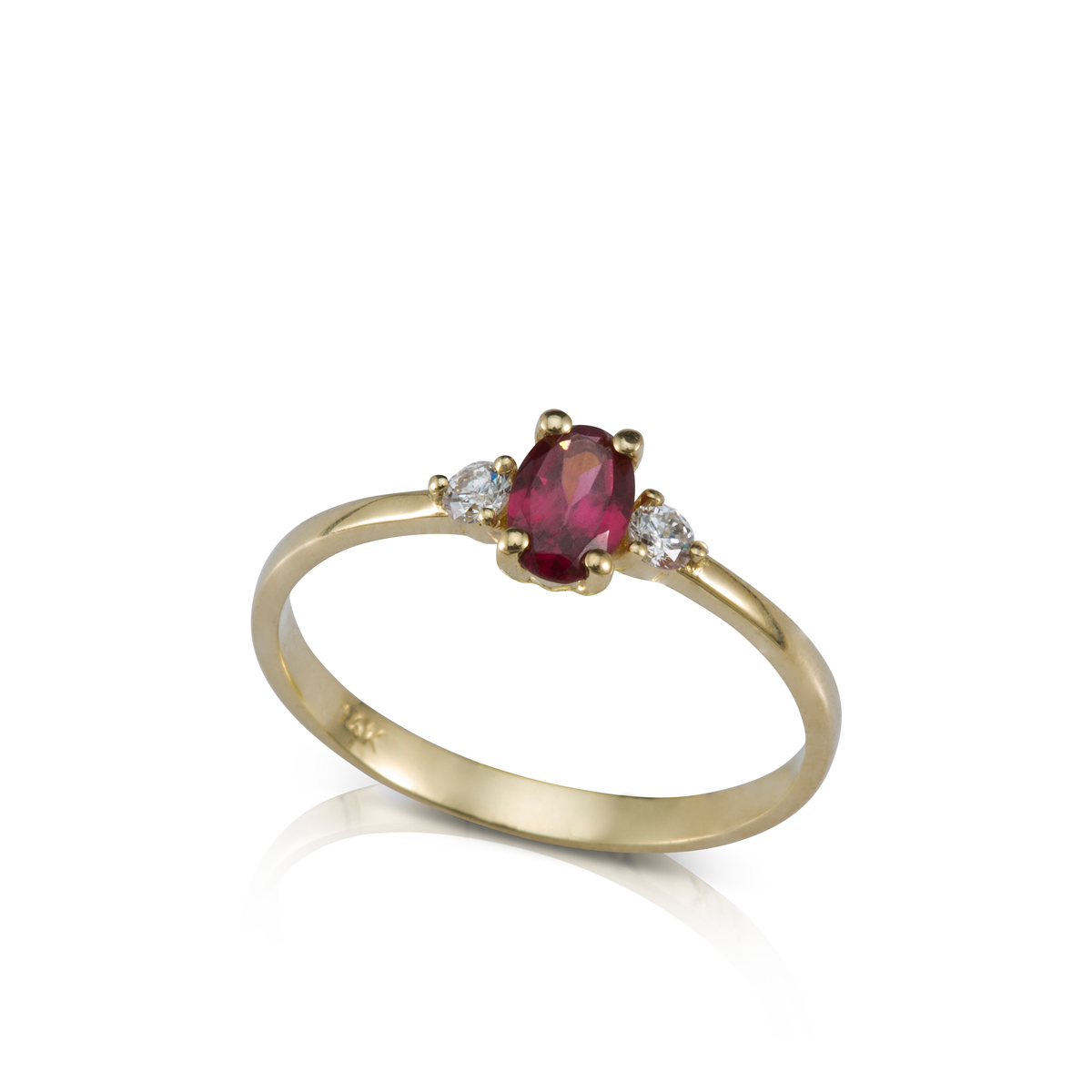 Oval shaped rhodolite engagment ring