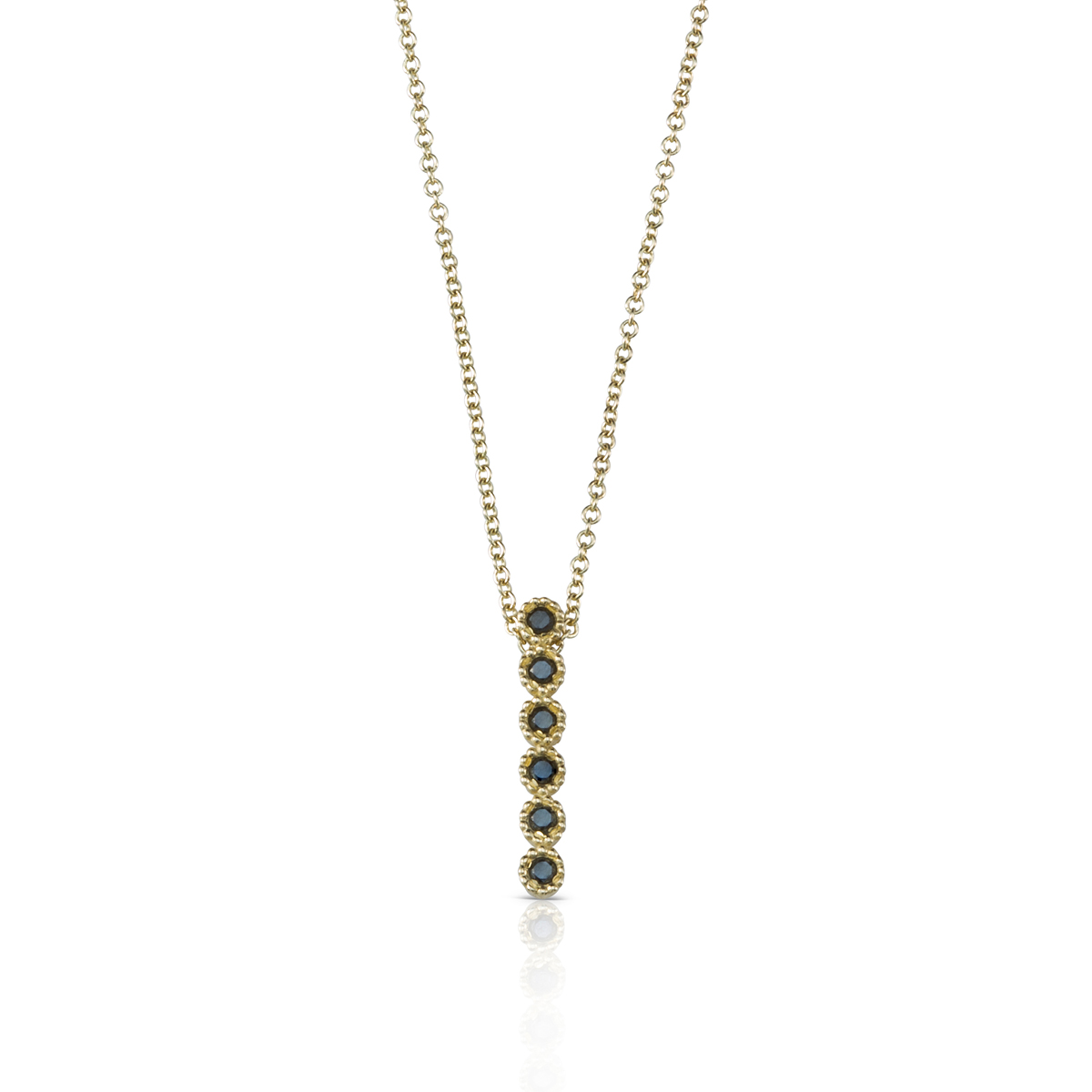 Black diamond bar gold necklace