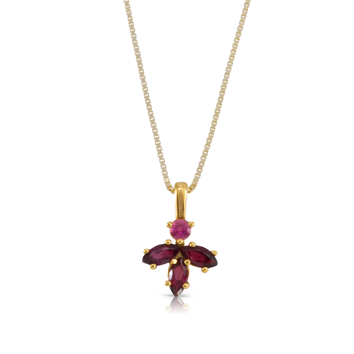 Marquise shaped rhodolite and tourmaline necklace