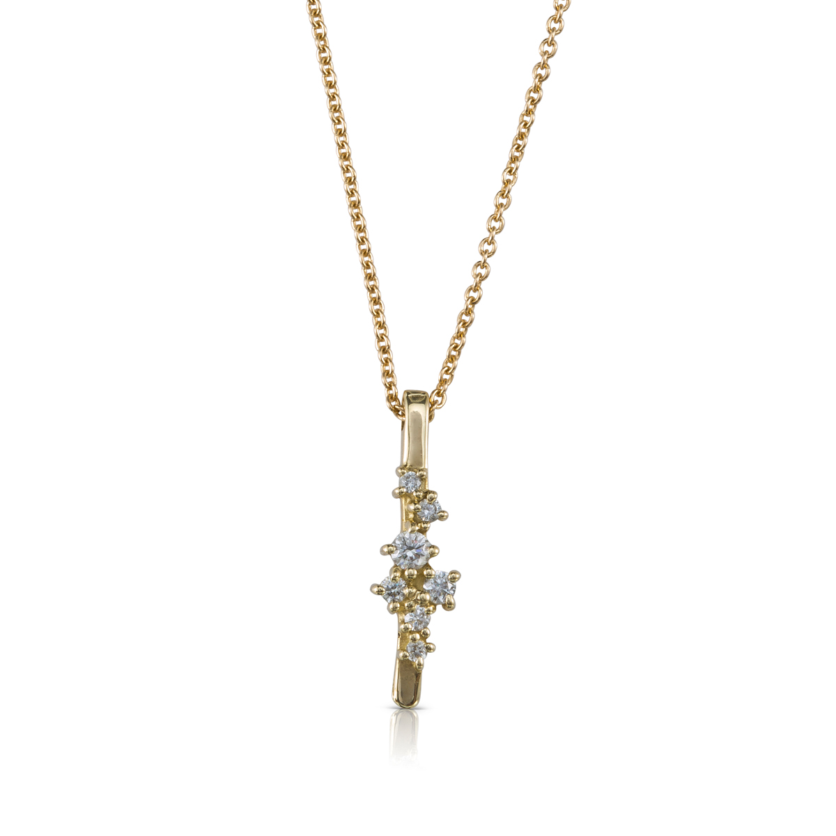 Mixed diamond bar gold necklace