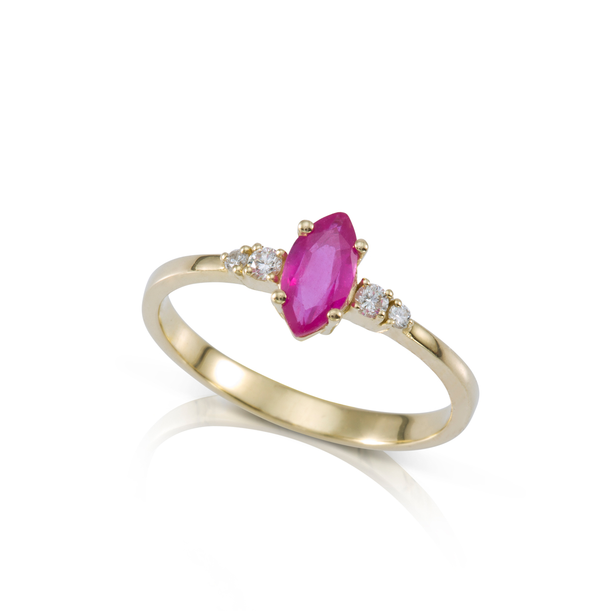 Marquise cut  ruby and diamonds ring