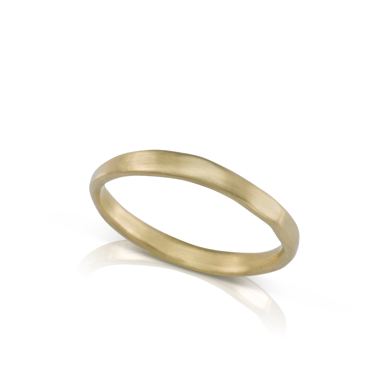 Thin gold ring in an asymmetrical handmade style