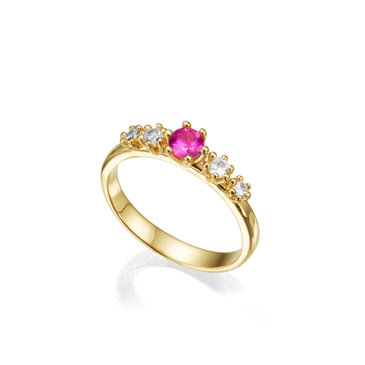 Diamond and tourmaline prong set ring