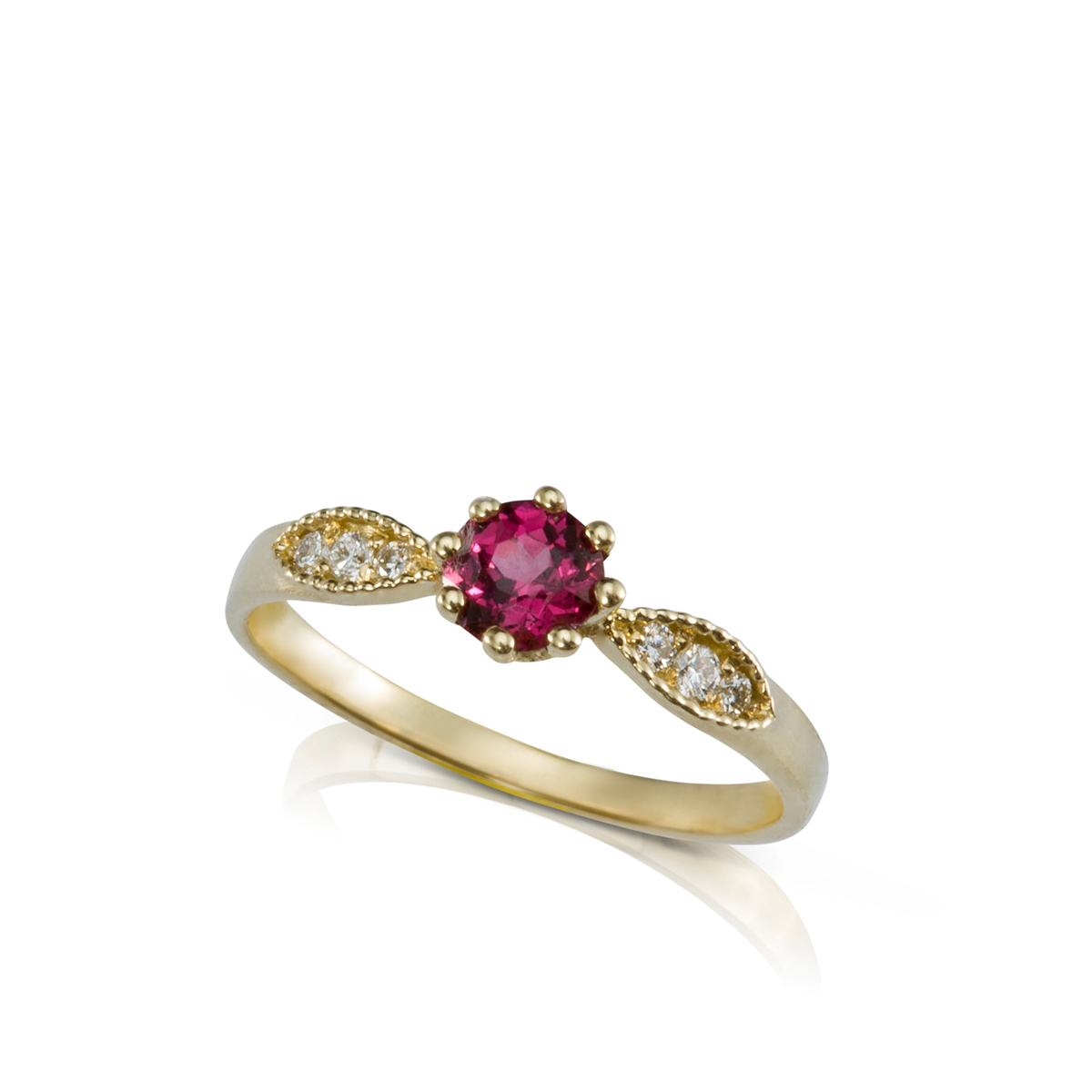 Vintage style rhodolite and diamond ring