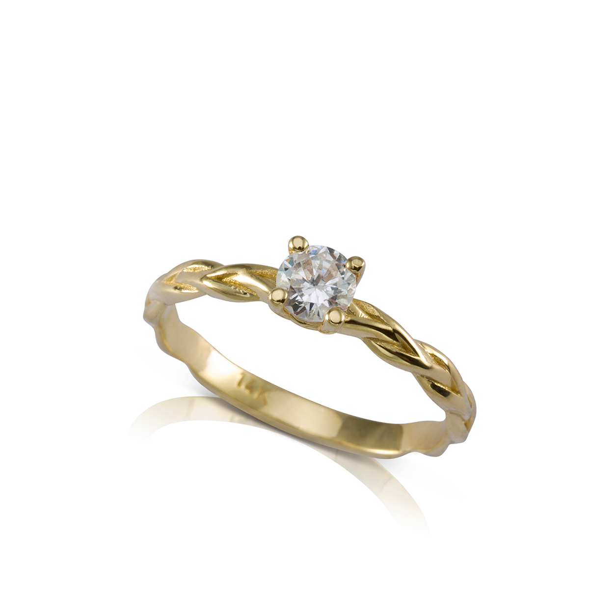 A braided solitaire engagement ring