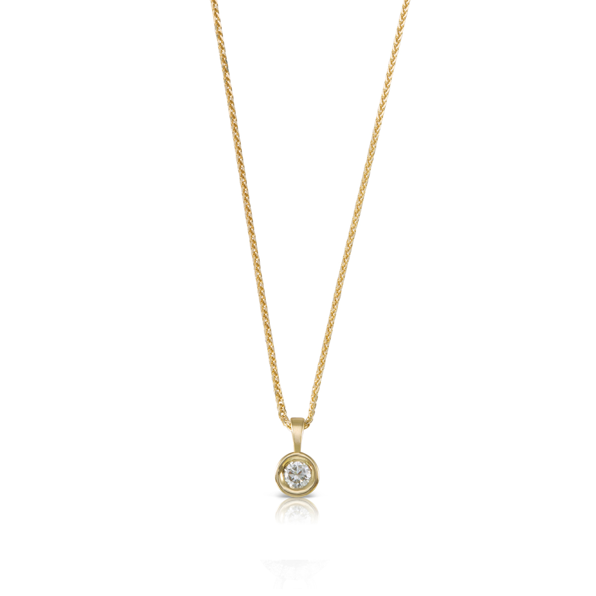 Bezel set diamond solitaire necklace