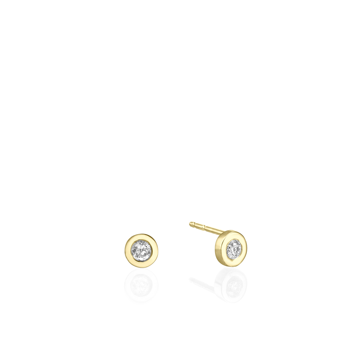 Stud small bezel diamond earrings