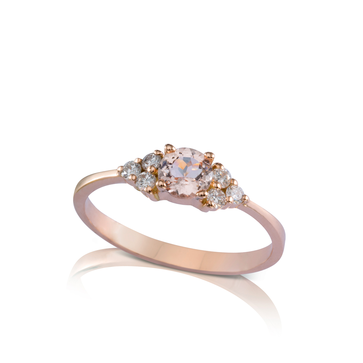 Morganite engagement ring with 6 side diamonds