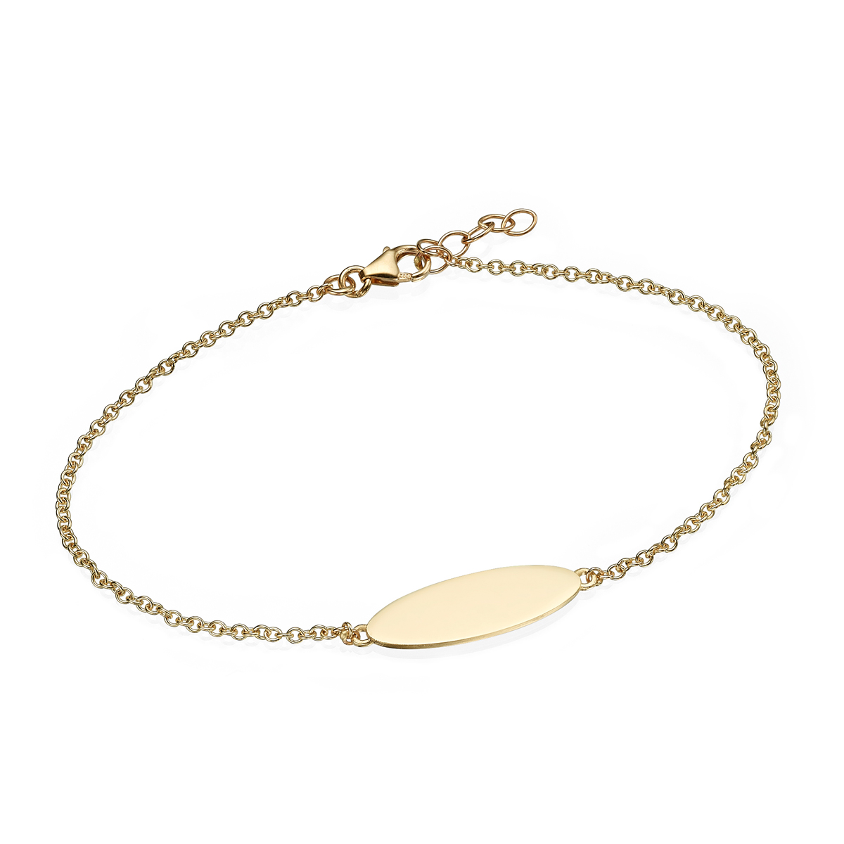 Personalized Oval Gold Bar Engraved Bracelet