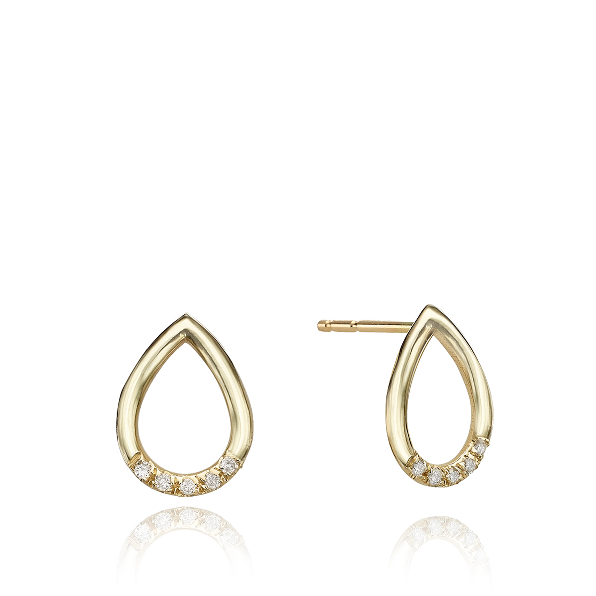 Drop gold and diamonds stud earrings