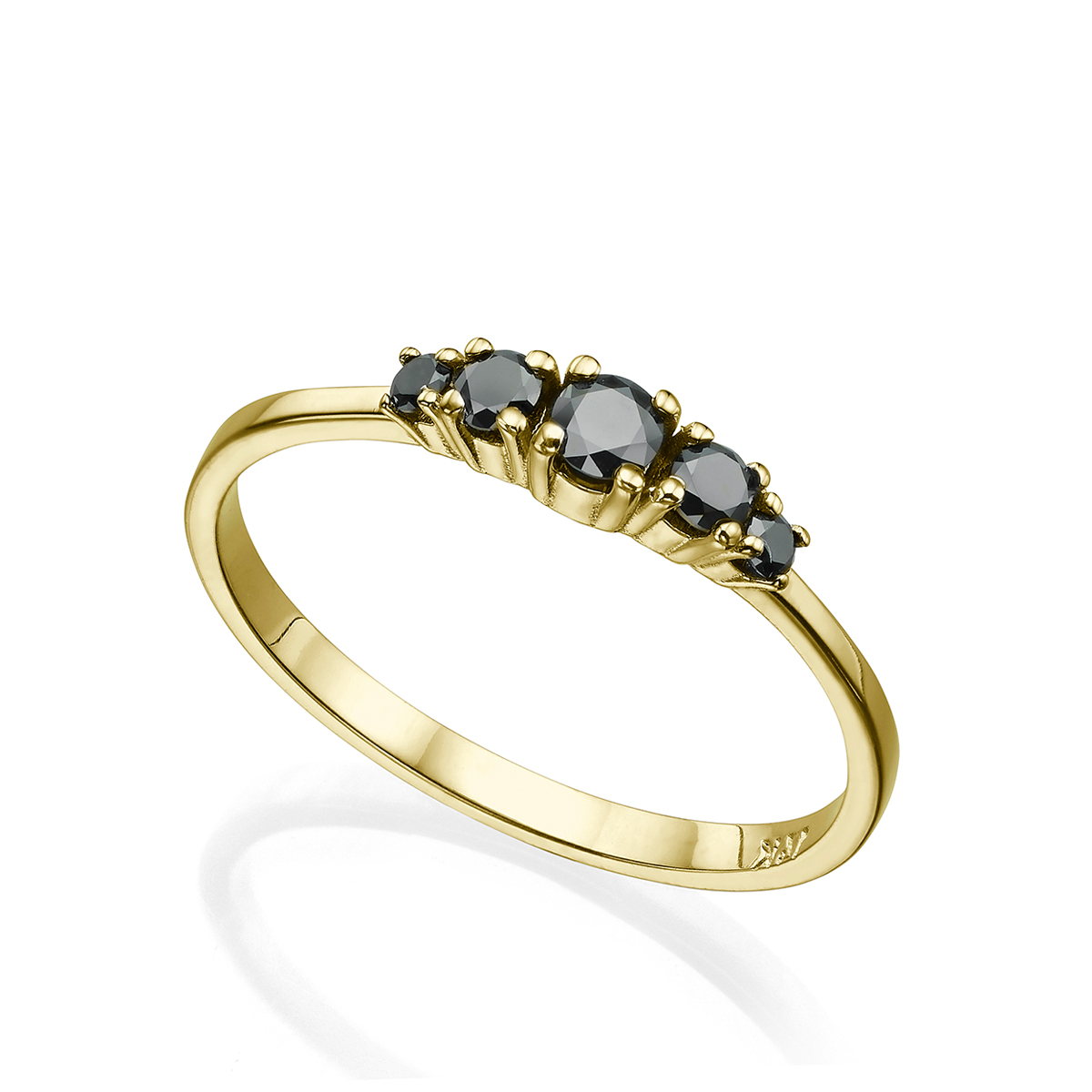 5 Black Diamonds Solid Gold Ring In a Prong Setting – 0.30ct