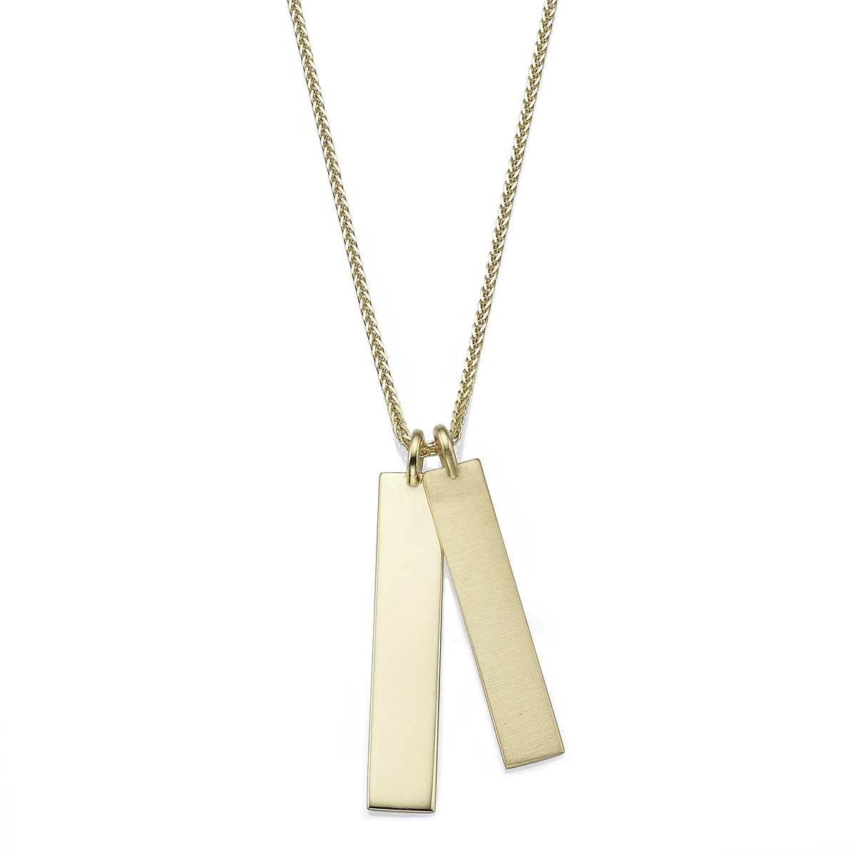 Double bars solid gold name necklace