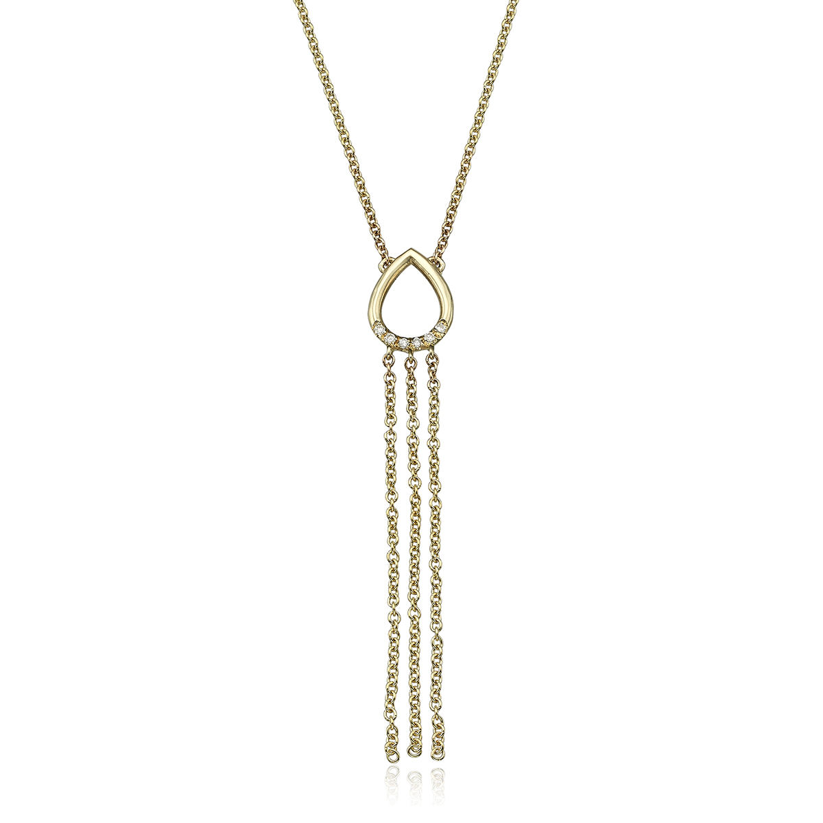 Drop shaped diamonds chain necklace