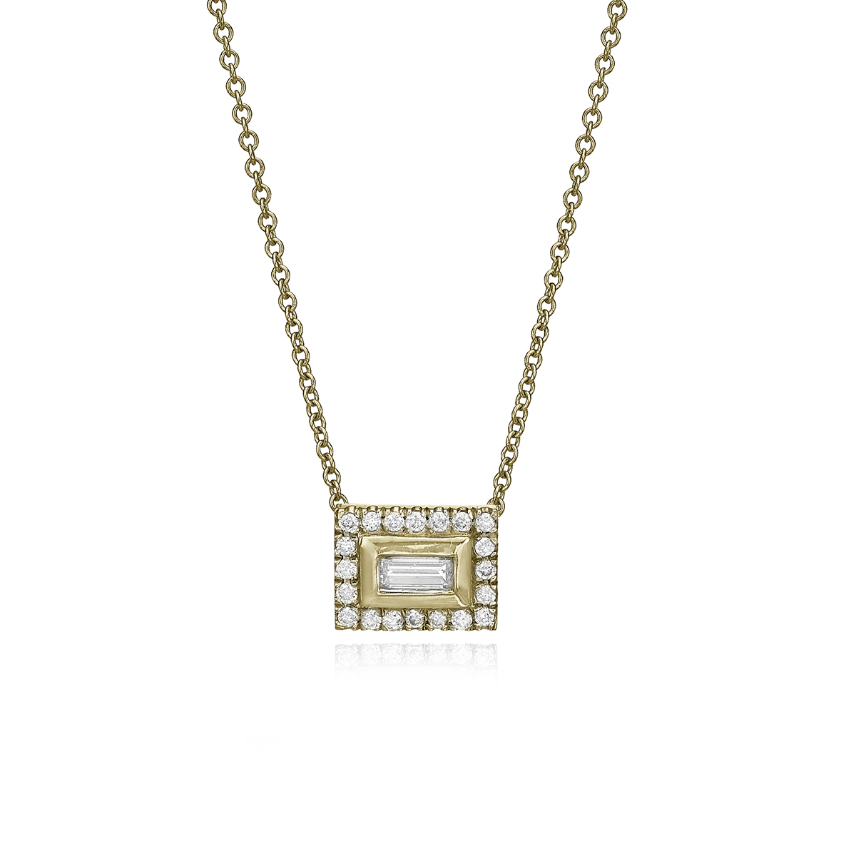 Baguette Diamonds Gold Necklace