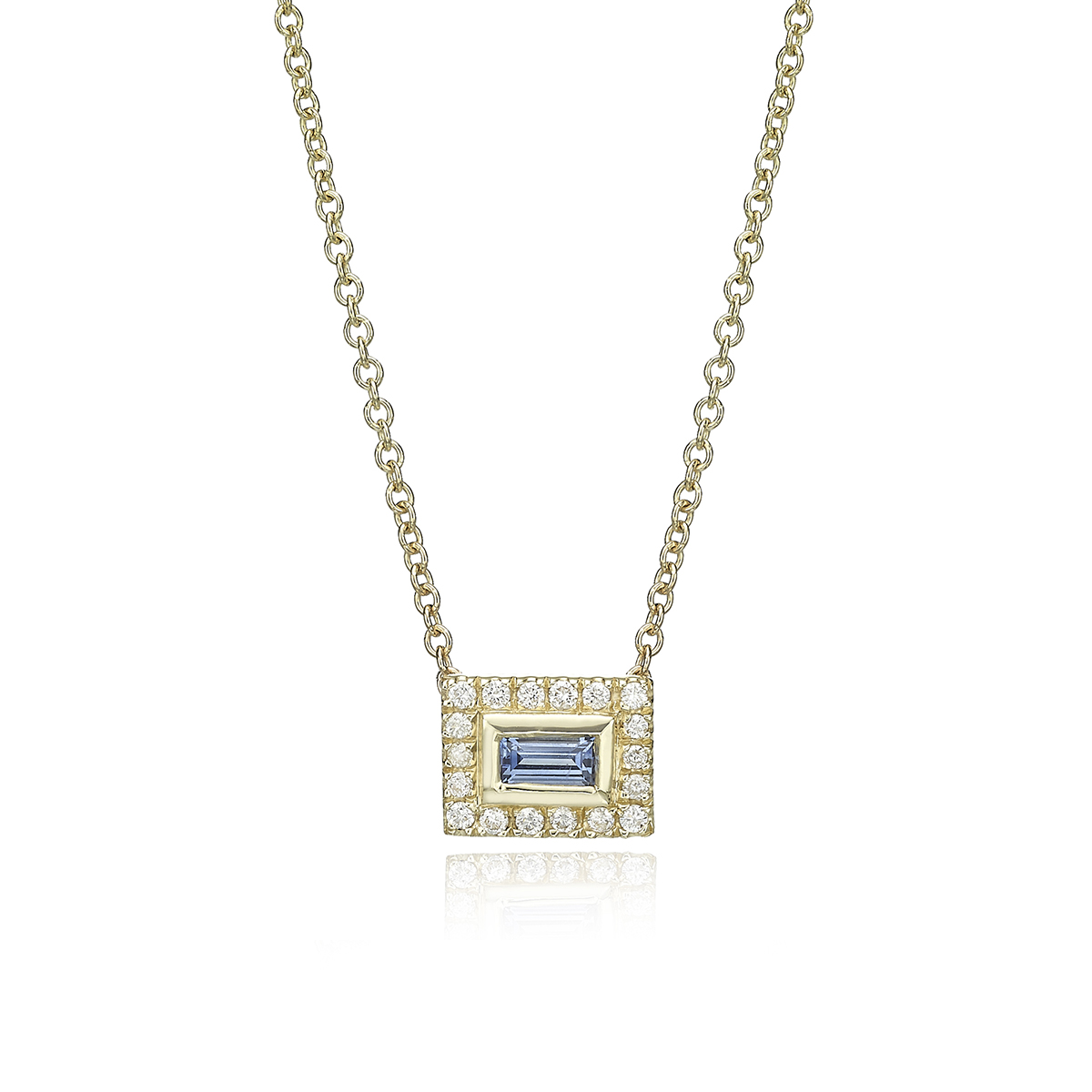 Baguette Sapphire And Diamonds Necklace