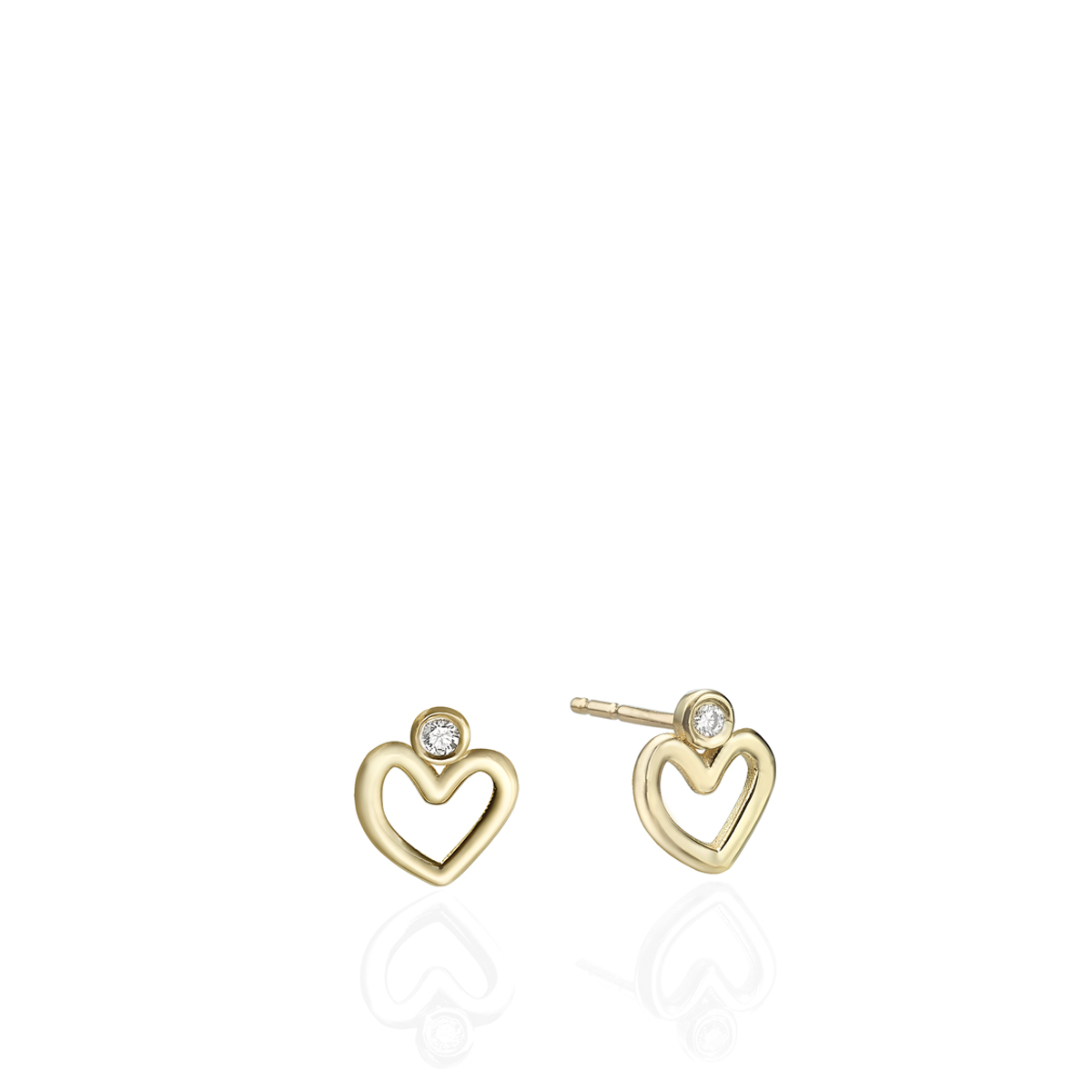 Solid Gold Diamonds Heart Earrings