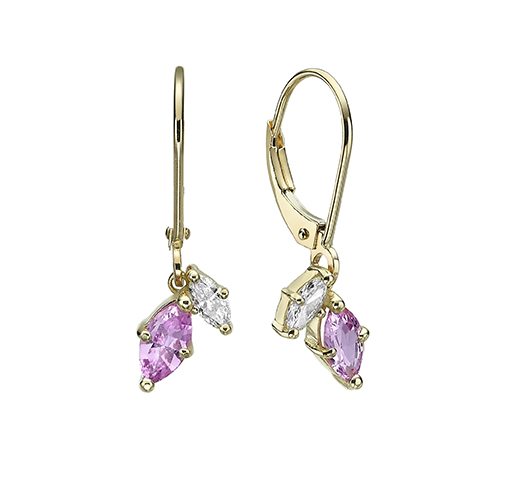 Marquise shaped pink Sapphire and Diamonds earrings