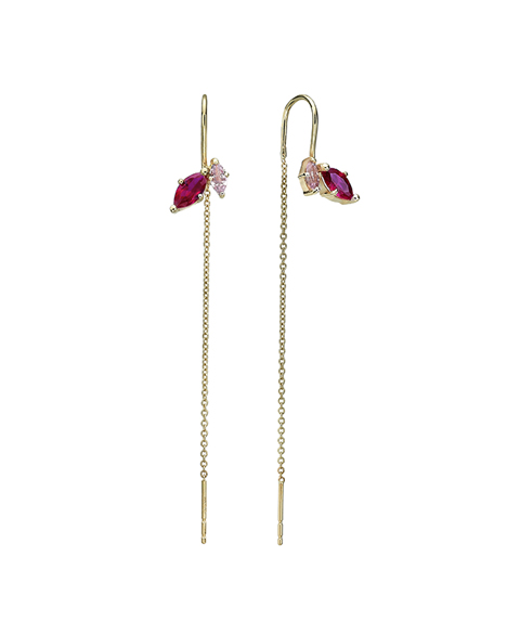 Marquise shaped ruby and champagne garnet earrings