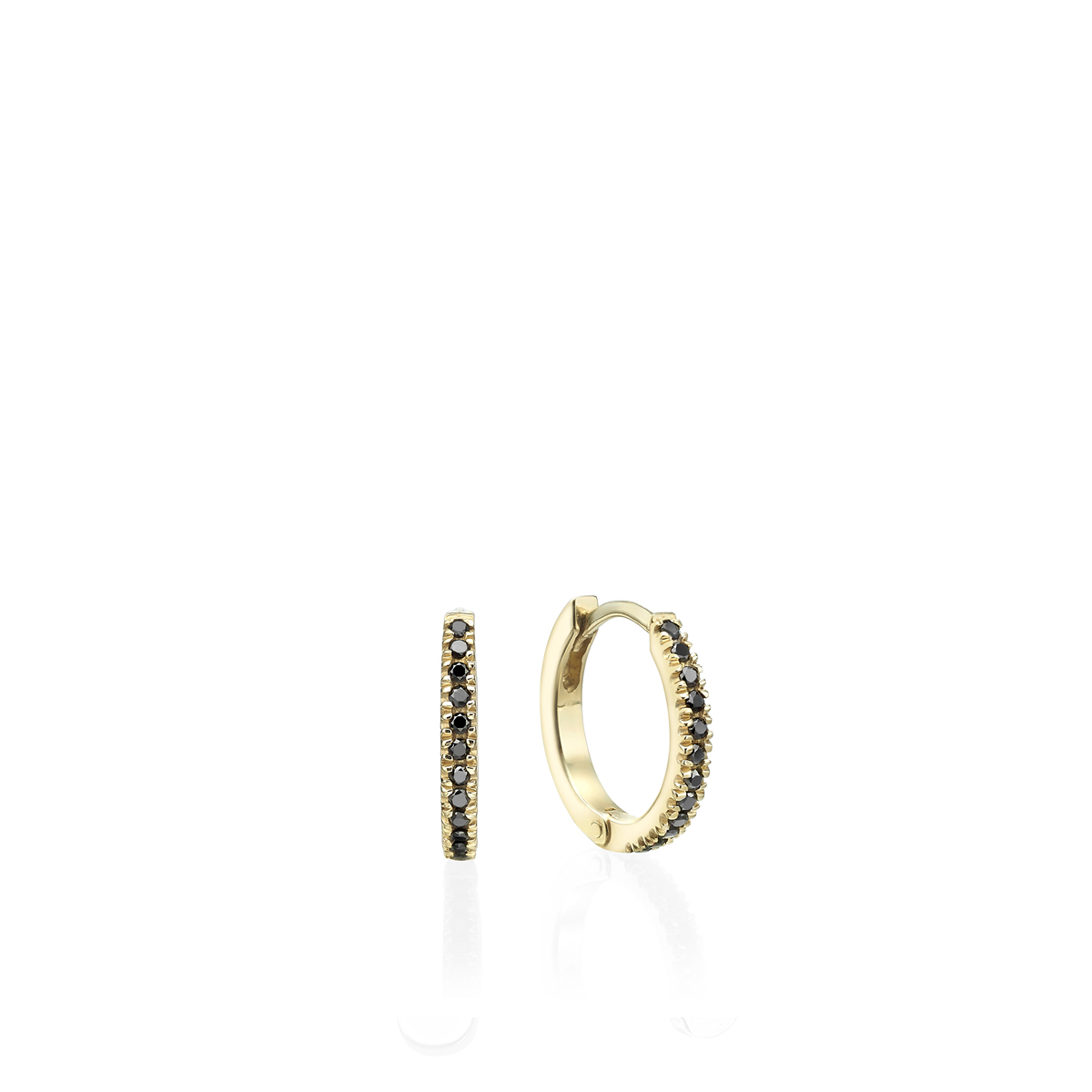 Gold black diamond hoops