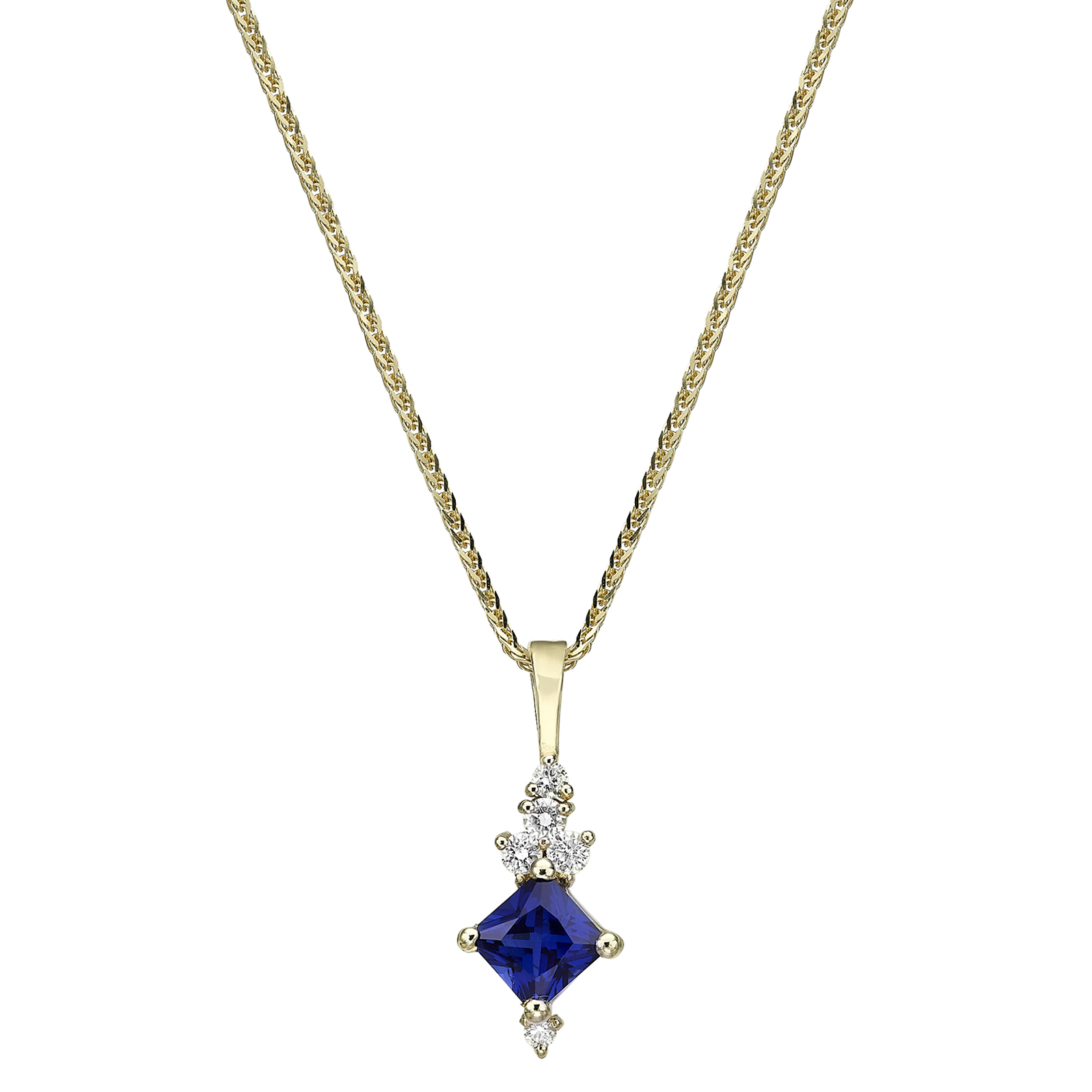 Vintage Sapphire Necklace, Diamond Cluster Necklace, Genuine Sapphire