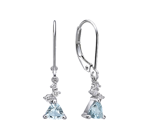 Aquamarine and diamond cluster dangle earrings