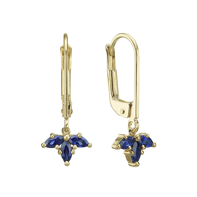 Gold trio marquise sapphire dangle earrings