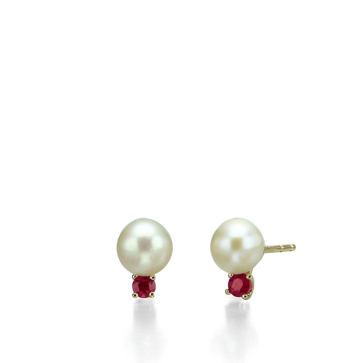 Pearl and ruby stud earrings