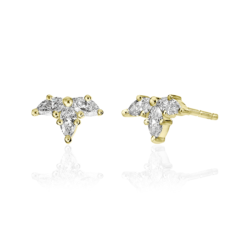 Trio marquise diamond stud earrings