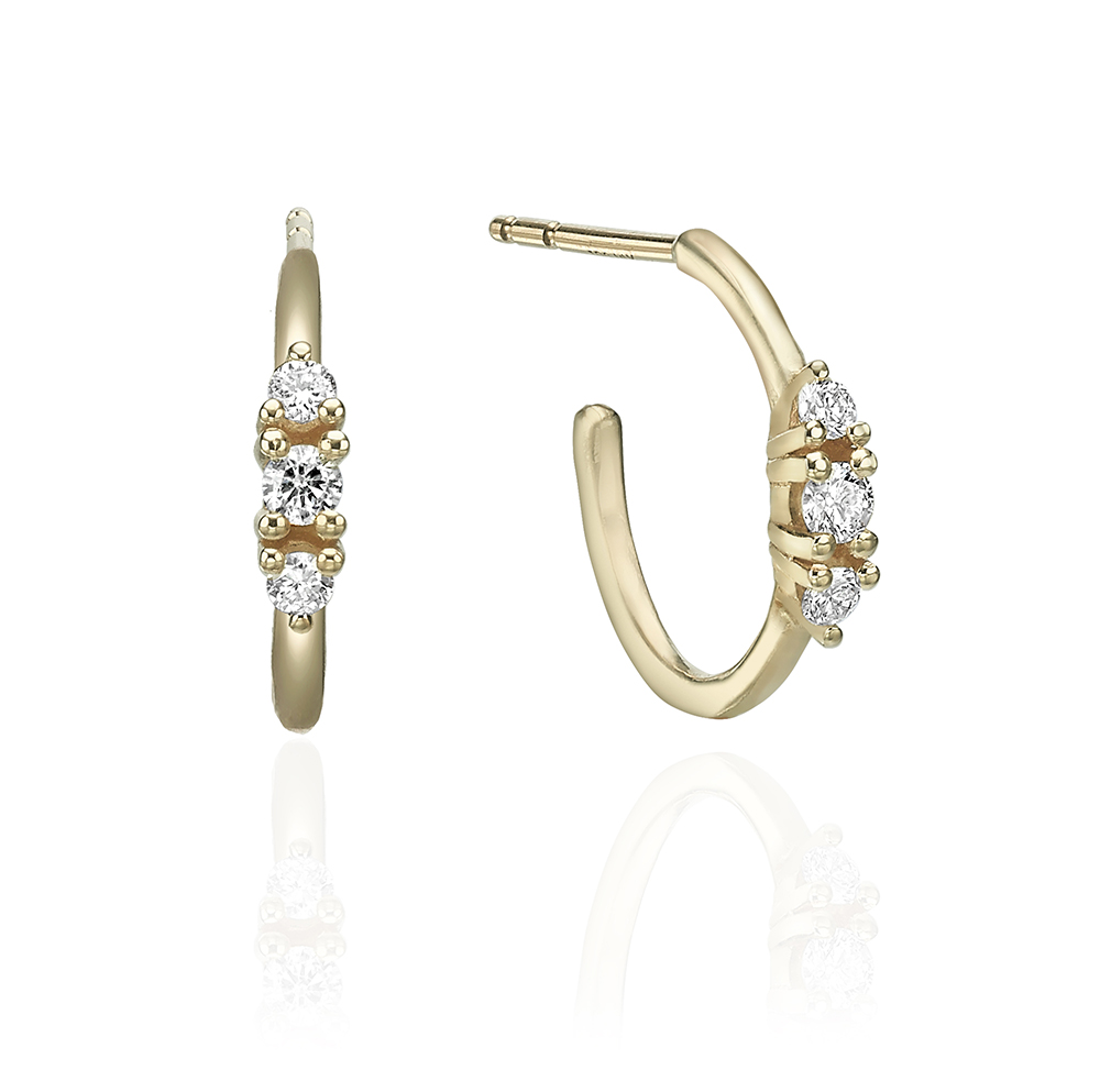 Diamond huggie hoop earrings