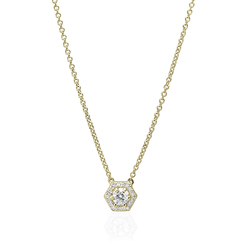 0.26 Carat diamond hexagon necklace