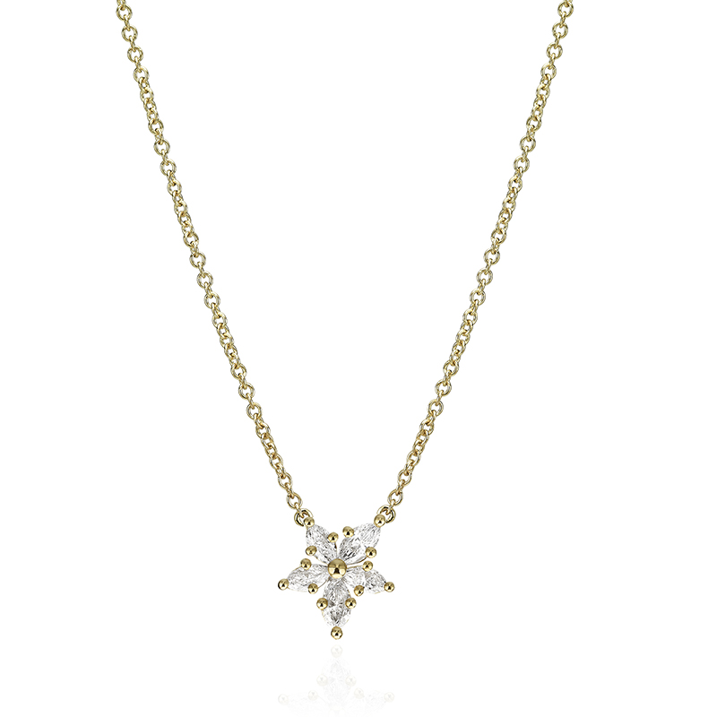 Marquise diamond flower necklace