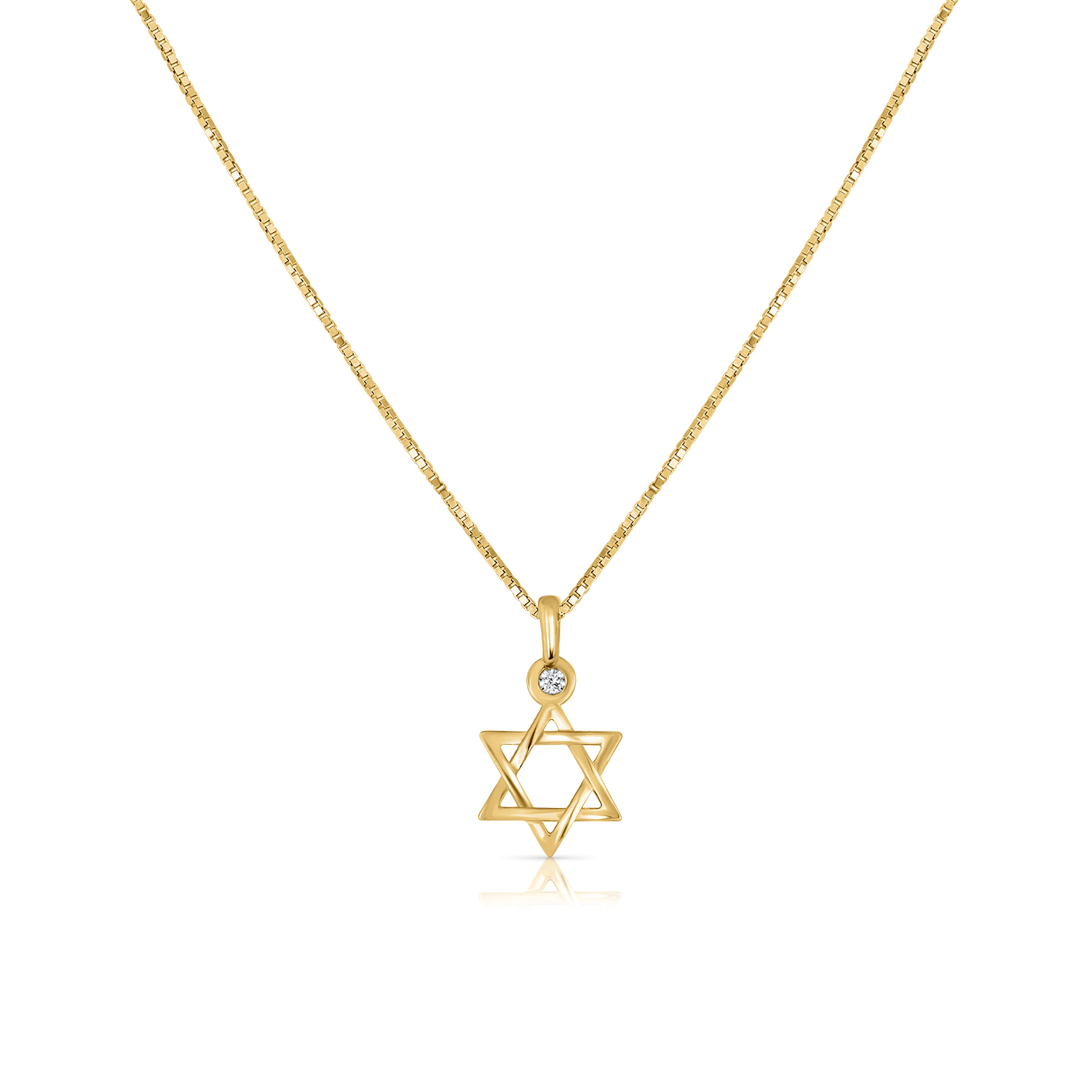 Star of David charm necklace with a diamond