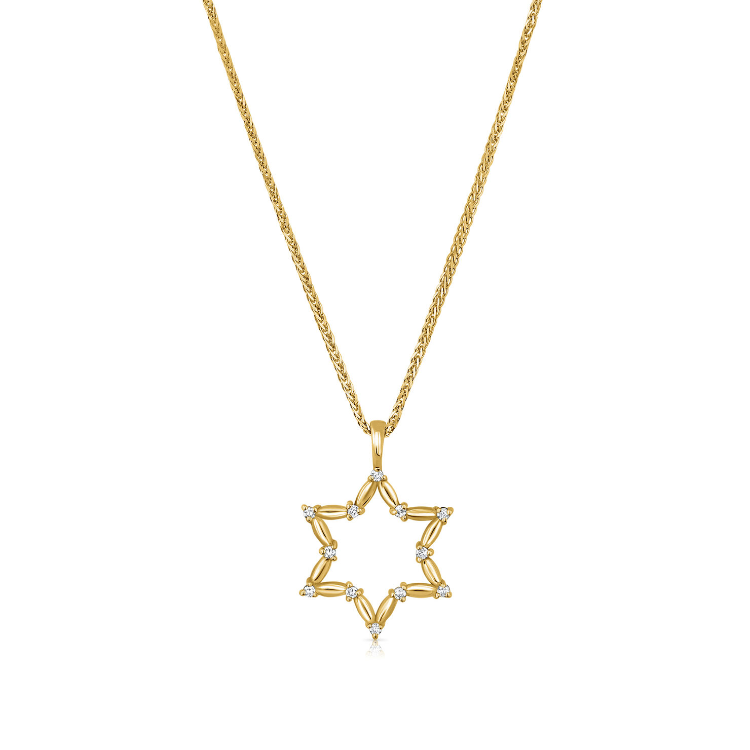 Star of David unique charm necklace, set with diamonds