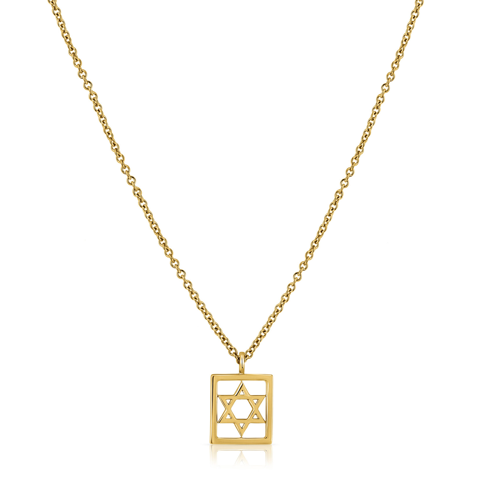 Star of David rectangular pendant necklace